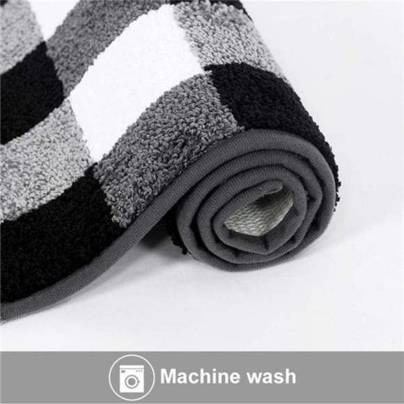 2 Pieces Buffalo Plaid Check Rug Set Water Absorb Microfiber NonSlip Kitchen Rug - Picture 5 of 7